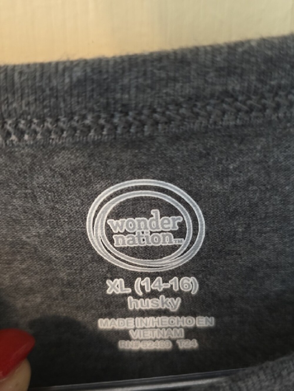 Wonder Nation | Boy's | Gray & Black Striped | Crewneck Shirt | Size 14-16 Husky - Picture 4 of 4
